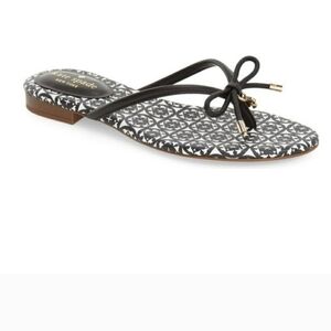 kate spade Black & White Geometric Bow Thong Sandals